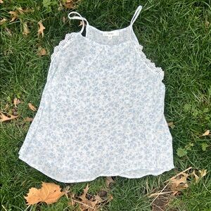 MINE Pale Blue Floral Lace-Trim Cami